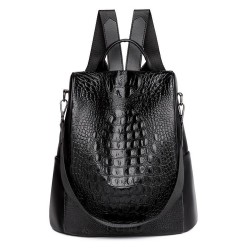 MochilasMochila vintage de moda - bolso de hombro multifunción de cuero - patrón de piel de serpiente