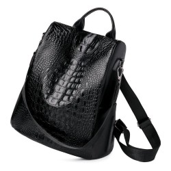 MochilasMochila vintage de moda - bolso de hombro multifunción de cuero - patrón de piel de serpiente