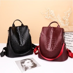 MochilasMochila vintage de moda - bolso de hombro multifunción de cuero - patrón de piel de serpiente