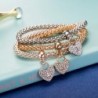Elegant three-piece bracelet - with crystal hearts - silver - gold - rose goldBracelets