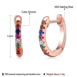 Elegant small hoop earrings - with cubic zirconia - 925 sterling silverEarrings