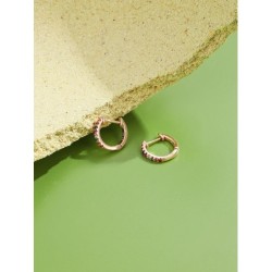 Elegant small hoop earrings - with cubic zirconia - 925 sterling silverEarrings