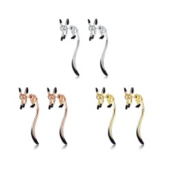 AretesPendientes colgantes elegantes - zorrito - esmalte negro - plata - oro - oro rosa