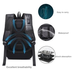 MochilasMochila de moda - bolsa para computadora portátil - resistente al agua - puerto de carga USB - diseño tallado