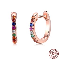 Elegant small hoop earrings - with cubic zirconia - 925 sterling silverEarrings