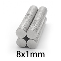 N35 - neodymium magnet - strong round disc - 8mm * 1mm - 50 - 1000 piecesN35