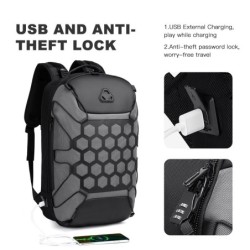 MochilasMochila de moda - Maletín para portátil de 15,6 pulgadas - Cierre antirrobo - Puerto de carga USB - Resistente al agua
