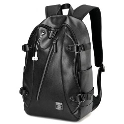 MochilasMochila de cuero de moda - bolsa para computadora portátil de 15,6 pulgadas - orificio para auriculares - resistente ...