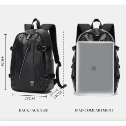 MochilasMochila de cuero de moda - bolsa para computadora portátil de 15,6 pulgadas - orificio para auriculares - resistente ...