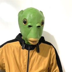 MáscaraDivertida máscara facial completa - cabeza de pez verde - Halloween - festivales