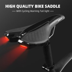 Sillín de bicicletaSillín de bicicleta con luz trasera - cuero - carga USB - resistente al agua