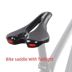 Sillín de bicicletaSillín de bicicleta con luz trasera - cuero - carga USB - resistente al agua