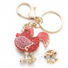 Red crystal rooster - chicken - keychainKeyrings