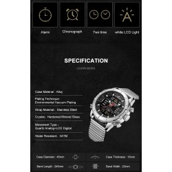 RelojesNAVIFORCE - reloj deportivo de lujo - cuarzo - digital - pantalla dual analógica - resistente al agua