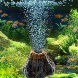 AcuarioVolcán de simulación - adorno de rocalla - bomba de aireación - fabricante de burbujas - decoración del acuario