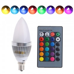 E14E12 E14 3W RGB LED 15 - bombilla vela con mando a distancia - cambio de color