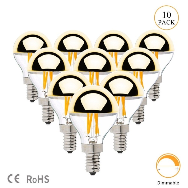 E14Bombilla LED - G45 burbuja de espejo dorado - regulable - blanco cálido - 4W - E12 - E14 - 10 piezas