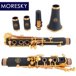Instrumento MusicalMORESKY - clarinete BB - 17 llaves - con lengüetas - lacado dorado - negro