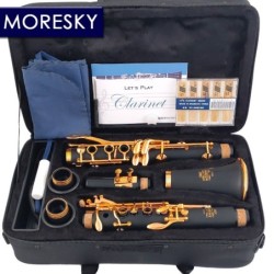 Instrumento MusicalMORESKY - clarinete BB - 17 llaves - con lengüetas - lacado dorado - negro