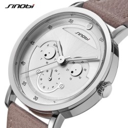 RelojesSINOBI - elegante reloj de cuarzo - correa de piel - diseño de cara sonriente