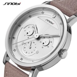 SINOBI - stylish quartz watch - leather strap - smile face design