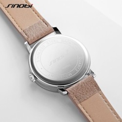 RelojesSINOBI - elegante reloj de cuarzo - correa de piel - diseño de cara sonriente