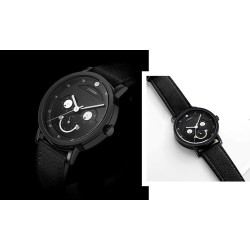 RelojesSINOBI - elegante reloj de cuarzo - correa de piel - diseño de cara sonriente