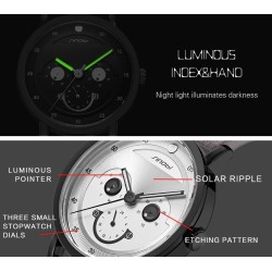 RelojesSINOBI - elegante reloj de cuarzo - correa de piel - diseño de cara sonriente