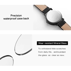 RelojesSINOBI - elegante reloj de cuarzo - correa de piel - diseño de cara sonriente