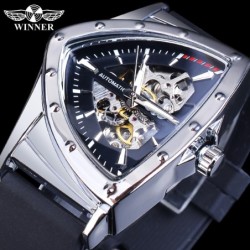 WINNER - fashionable sports watch - transparent cover - luminous pointers - triangle shape dialWatches