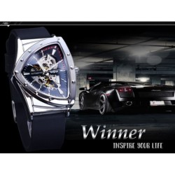 RelojesWINNER - reloj deportivo de moda - cubierta transparente - punteros luminosos - esfera en forma de triángulo