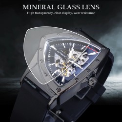RelojesWINNER - reloj deportivo de moda - cubierta transparente - punteros luminosos - esfera en forma de triángulo