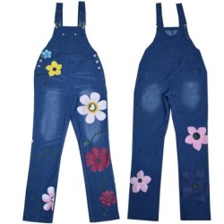 Summer long jumpsuit - jeans romper - flowers printedJumpsuits