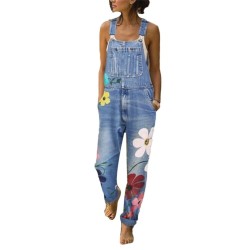 JumpsuitsMono largo de verano - mameluco de jeans - estampado de flores