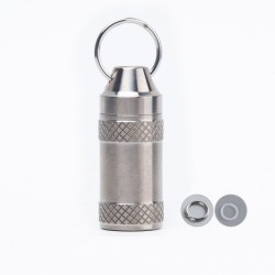 llaveroCaja de almacenamiento de medicamentos/pastillas - contenedor impermeable - con llavero - aleación de titanio