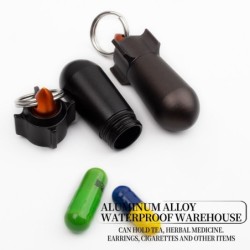 Pills storage box - waterproof container - with key ring - aluminum alloyKeyrings