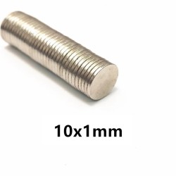 N40N42 - imán de neodimio - disco redondo fuerte - 10 mm x 1 mm - 10 - 500 piezas