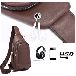 Fashionable shoulder bag - small backpack - with earphones hole - leatherBags