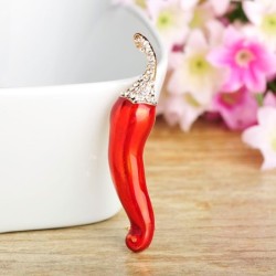 BrochesBroche de cristal - con guindilla verde y roja