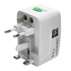 EnchufesAlimentación universal - adaptador de viaje - con 2 puertos USB - inversor de enchufe AU US UK EU