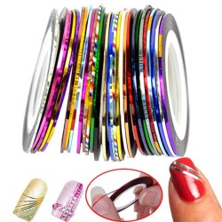pegatinas de uñasCinta adhesiva para uñas - líneas de colores - adhesivo - colores mezclados - 10 piezas