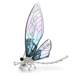 BrochesBroche de metal de moda - libélula grande con cristales