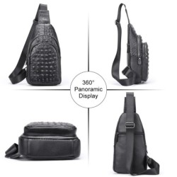 BolsosElegante bolso de pecho - mochila de cuero - patrón de piel de cocodrilo