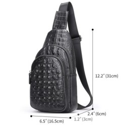 BolsosElegante bolso de pecho - mochila de cuero - patrón de piel de cocodrilo