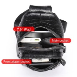 BolsosElegante bolso de pecho - mochila de cuero - patrón de piel de cocodrilo