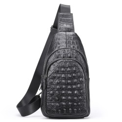 BolsosElegante bolso de pecho - mochila de cuero - patrón de piel de cocodrilo