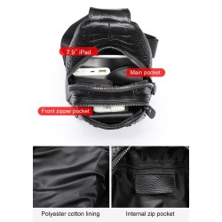BolsosElegante bolso de pecho - mochila de cuero - patrón de piel de cocodrilo