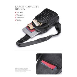 BolsosElegante bolso de pecho - mochila de cuero - patrón de piel de cocodrilo