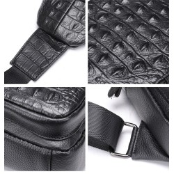 BolsosElegante bolso de pecho - mochila de cuero - patrón de piel de cocodrilo