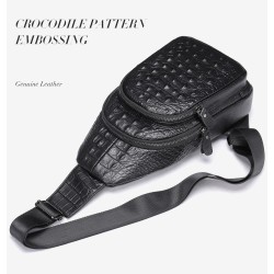BolsosElegante bolso de pecho - mochila de cuero - patrón de piel de cocodrilo